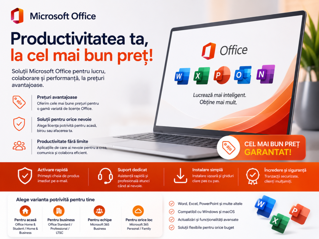 Licențe Microsoft Office la cel mai bun preț