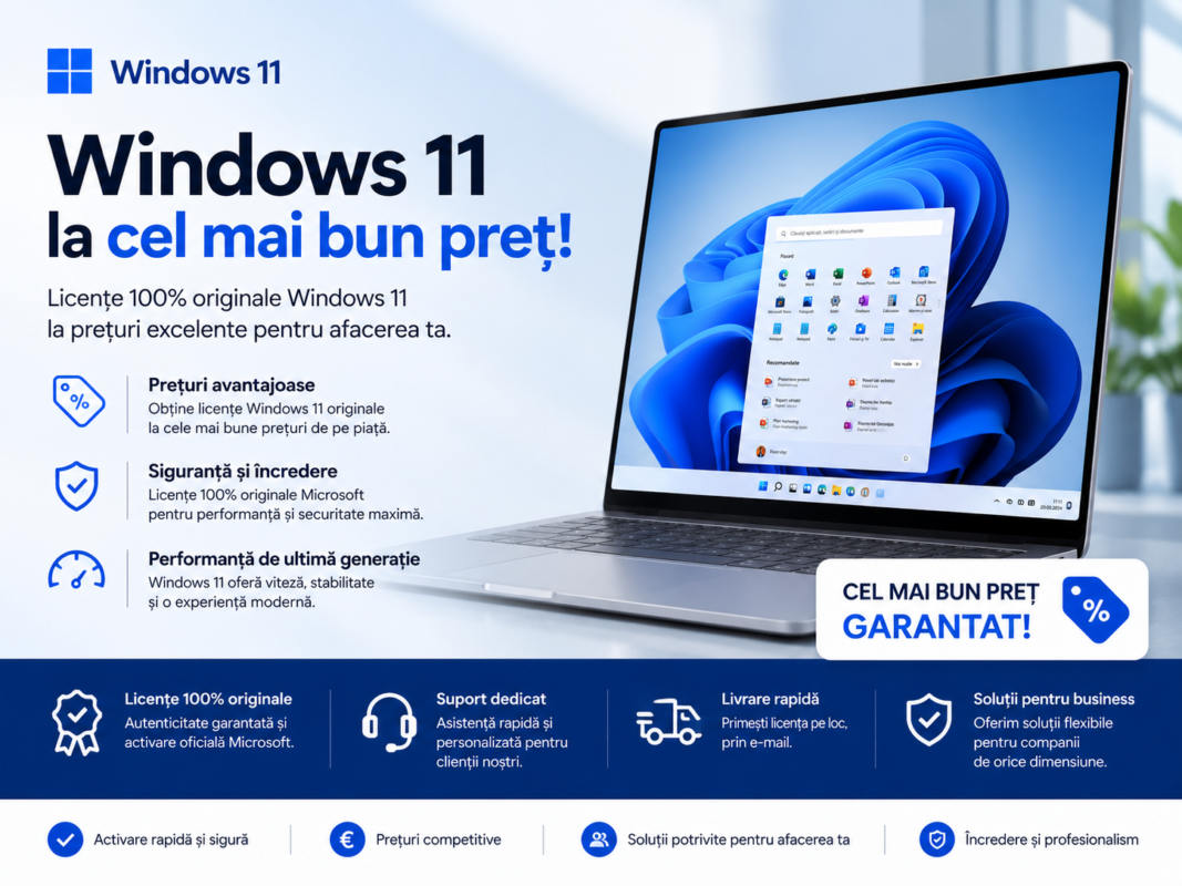 Licențe Windows 11 originale la cel mai bun preț
